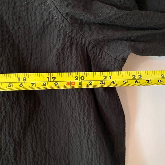 Eileen Fisher Women's XS Black Crepe Button Down Jacket Cotton Mandarin Collar - Picture 8 of 10